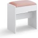 VASAGLE RDS001W01 Toiletbordskammel Polstret fl�jls makeupskammel med skridsikre fodpuder til omkl�dningsrum, sovev�relse, entr&eacute;, mat hvid pastelrosa