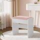 VASAGLE RDS001W01 Toiletbordskammel Polstret fl�jls makeupskammel med skridsikre fodpuder til omkl�dningsrum, sovev�relse, entr&eacute;, mat hvid pastelrosa