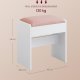 VASAGLE RDS001W01 Toiletbordskammel Polstret fl�jls makeupskammel med skridsikre fodpuder til omkl�dningsrum, sovev�relse, entr&eacute;, mat hvid pastelrosa