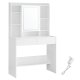 VASAGLE Toiletbord med LED-belysning, 3 farver med justerbar lysstyrke, Toiletbord med spejl til makeup, Kosmetikbord med justerbare hylder, 2 skuffer, Moderne, Hvid RDT123T14