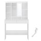 VASAGLE Toiletbord med LED-belysning, 3 farver med justerbar lysstyrke, Toiletbord med spejl til makeup, Kosmetikbord med justerbare hylder, 2 skuffer, Moderne, Hvid RDT123T14