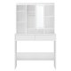 VASAGLE Toiletbord med LED-belysning, 3 farver med justerbar lysstyrke, Toiletbord med spejl til makeup, Kosmetikbord med justerbare hylder, 2 skuffer, Moderne, Hvid RDT123T14
