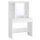VASAGLE Toiletbord med LED-belysning, 3 farver med justerbar lysstyrke, Toiletbord med spejl til makeup, Kosmetikbord med justerbare hylder, 2 skuffer, Moderne, Hvid RDT123T14