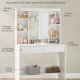 VASAGLE Toiletbord med LED-belysning, 3 farver med justerbar lysstyrke, Toiletbord med spejl til makeup, Kosmetikbord med justerbare hylder, 2 skuffer, Moderne, Hvid RDT123T14