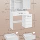 VASAGLE RDT124W01 makeupbord, m. justerbar LED-lys, spejl, 5 hylder, 6 skuffer - spejlglas og hvid sp�nplade (98,3x40)