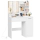 VASAGLE Kailyn Collection toiletbord med LED-spejl og str�mskinne, kosmetikbord, skuffe og �bne hylder, garderobe med 2 justerbare hylder, hvid RDT138W01