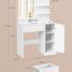 VASAGLE Kailyn Collection toiletbord med LED-spejl og str�mskinne, kosmetikbord, skuffe og �bne hylder, garderobe med 2 justerbare hylder, hvid RDT138W01