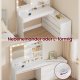 VASAGLE Kailyn RDT140WB01 Toiletbord med spejl og LED-belysning, Toiletbord 9 p�rer, 8 skuffer, 3 hylder, 3 lysfarver, lige eller L-formet, Cloud White