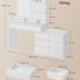VASAGLE Kailyn RDT140WB01 Toiletbord med spejl og LED-belysning, Toiletbord 9 p�rer, 8 skuffer, 3 hylder, 3 lysfarver, lige eller L-formet, Cloud White