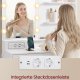 VASAGLE Kailyn RDT140WB01 Toiletbord med spejl og LED-belysning, Toiletbord 9 p�rer, 8 skuffer, 3 hylder, 3 lysfarver, lige eller L-formet, Cloud White