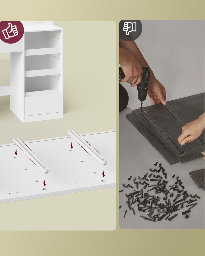 VASAGLE KAILYN Kollektion - Toiletbord med LED-spejl, Vanity-skrivebord med stikkontakter, 9 skuffer, 9 d�mpbare p�rer, 3 lysfarver, v�rkt�jsfri glideskinnemontering, Cloud White RDT141WB03