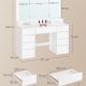 VASAGLE RDT146WB01 Stort toiletbord med spejl og stik, justerbar LED-belysning, makeupbord med 9 skuffer, moderne, hvid