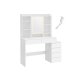 VASAGLE LED-belysningssminkebord med justerbar lysstyrke Sminkebord med spejl Kosmetikbord med skuffer �bne rum Justerbare hylder Moderne Cloud White RDT624W01
