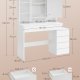 VASAGLE LED-belysningssminkebord med justerbar lysstyrke Sminkebord med spejl Kosmetikbord med skuffer �bne rum Justerbare hylder Moderne Cloud White RDT624W01