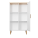 KOCOT Denver Bücherregal, mit 1 Tür und 4 Regalen – weiße und natürliche Hickory-Spanplatte (H: 120 cm x 80 cm x 35 cm)