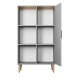 KOCOT Denver Bücherregal, mit 1 Tür und 4 Regalen – Chinchillagrau und natürliche Hickory-Spanplatte (H: 120 cm x 80 cm x cm)