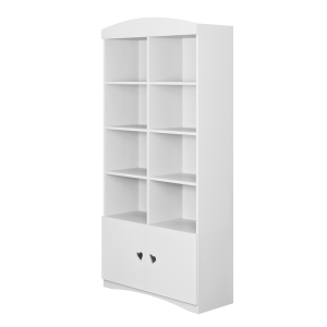 Julia barnbokhylla, med 2 dörrar och 8 hyllplan - vit laminat och MDF