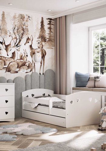 Julia barnebokhylle, m. 2 drer og 8 hyller - hvit laminat og MDF