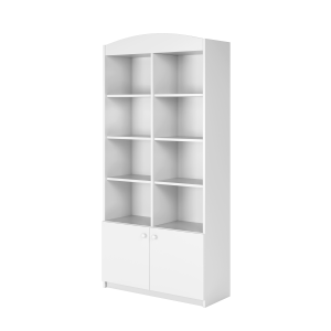 Babydreams barnbokhylla, med 2 dörrar och 8 hyllplan - vit laminat