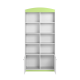Babydreams barnebokhylle, m. 2 drer og 8 hyller - hvit og grnn laminat