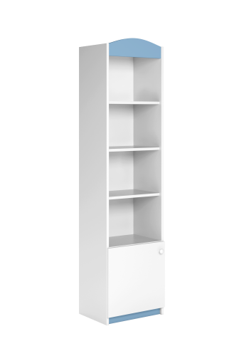 Classic brnereol, m. 1 lge og 4 hylder - hvid og bl laminat og MDF