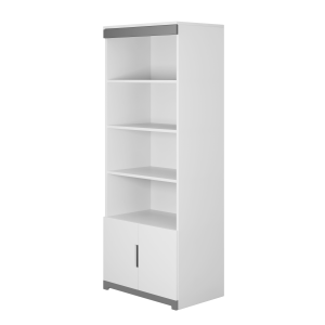 Tomic barnbokhylla, med 2 dörrar och 4 hyllplan - vit spnskiva och MDF