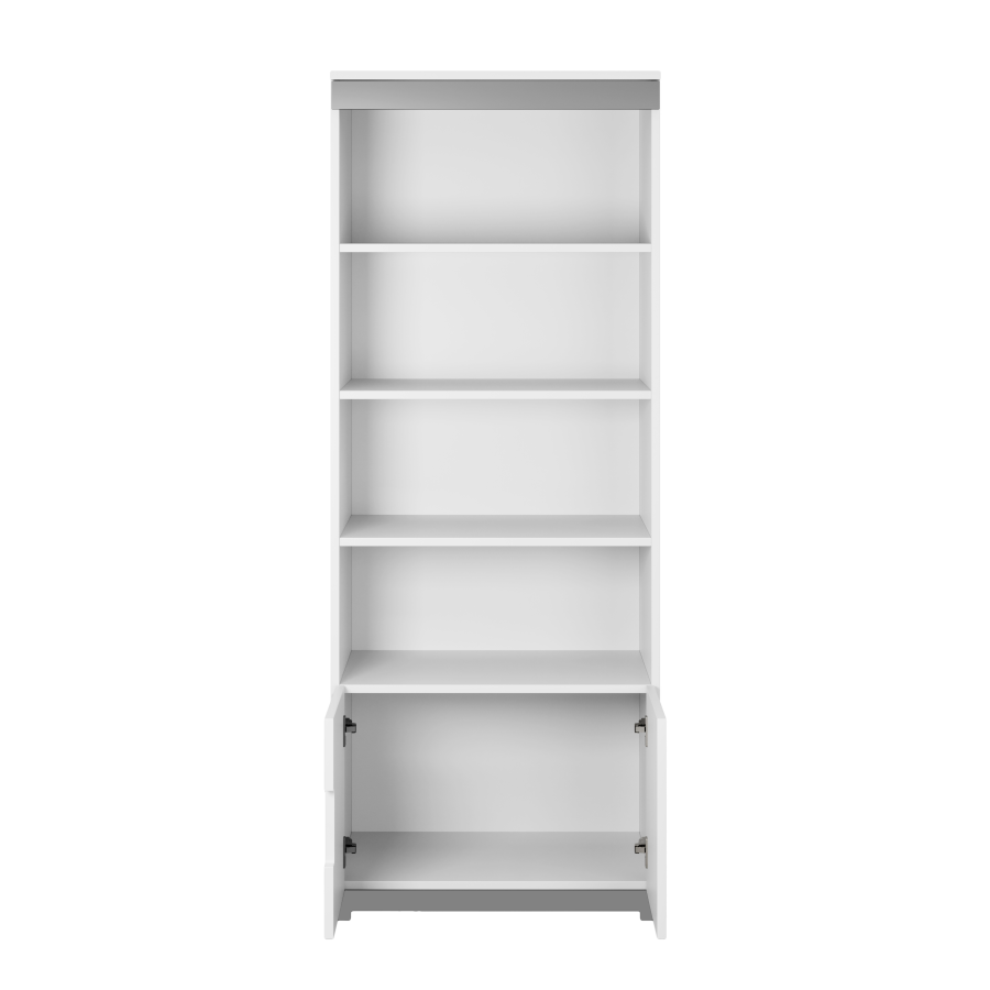 Tomic barnehylle, m. 2 drer og 4 hyller - hvit sponplate og MDF