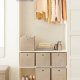 SONGMICS Opbevaringskasser, S�t med 6 non-woven stofkasser med h�ndtag, 30 x 30 x 30 cm, Fit Cube opbevaringsenhed, til hylder, Sammenklappelig, T�jorganisator, Sandbeige RFB006K03