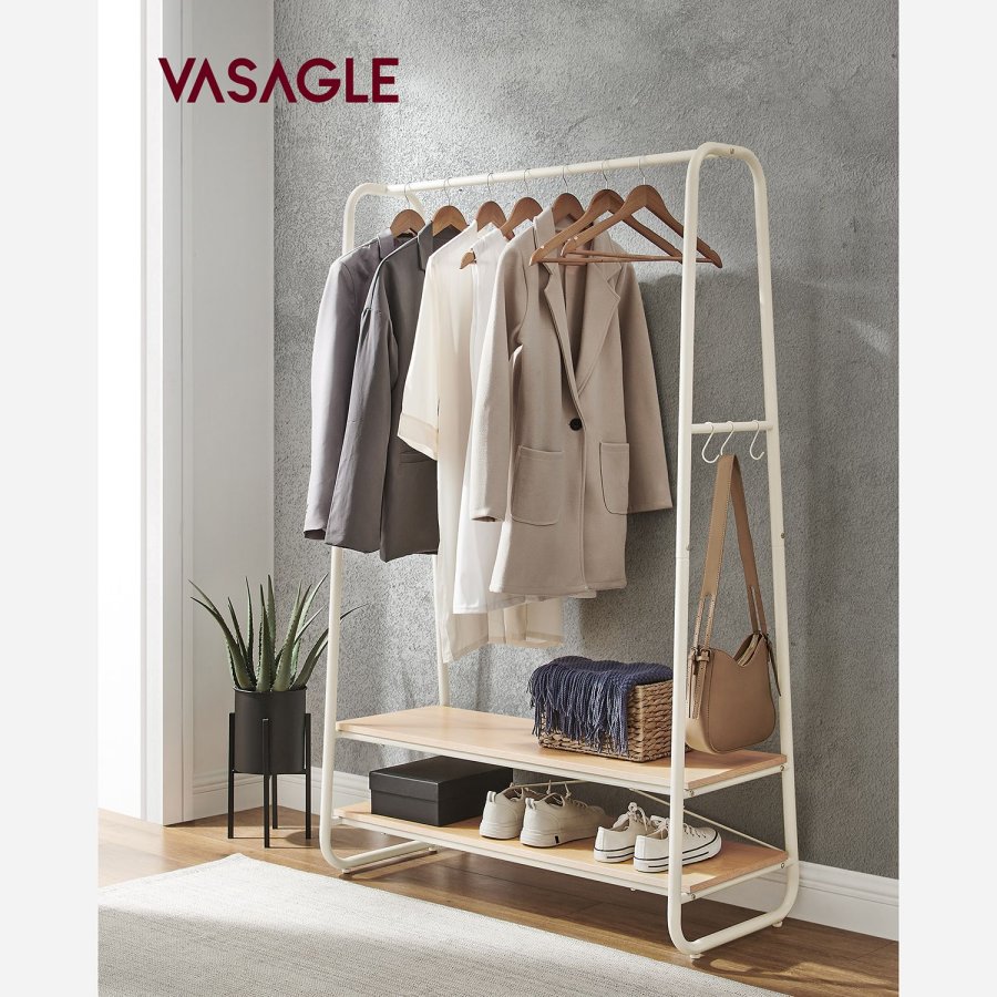 VASAGLE industrielt pipehylle, eik og kremfarget RGR112W09