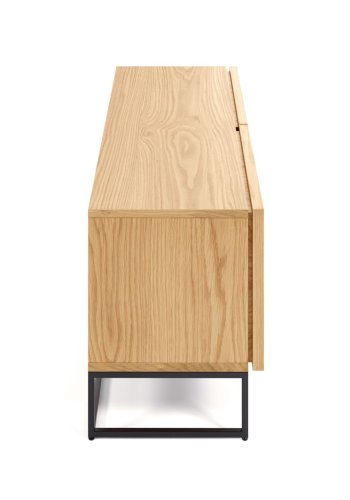 KAVE HOME Taiana TV-bord, m. 2 drer og 2 hyller - naturlig eikefiner og sort stl (112x42)