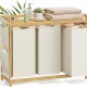 SONGMICS Tv&auml;ttkorg med 3 fack, Tv&auml;ttkorg, Rymmer upp till 150 l, Tv&auml;ttsorterare, Med Hylla, Tv&auml;ttp�se, Sidofickor, 3 x 50 l, 94 x 33 x 78 cm, Kr&auml;mvit RLH115W01