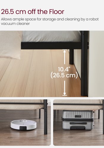 VASAGLE Enkeltsengestel, Metalsengestel, Passer til 90 x 190 cm madras, Nem montering, Til Sm� Rum, G�stev�relse, Sort RMB061B01