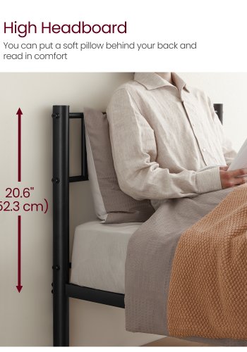 VASAGLE Enkeltsengestel, Metalsengestel, Passer til 90 x 190 cm madras, Nem montering, Til Sm� Rum, G�stev�relse, Sort RMB061B01