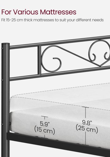 VASAGLE Enkeltsengestel, Metalsengestel, Passer til 90 x 190 cm madras, Nem montering, Til Sm� Rum, G�stev�relse, Sort RMB061B01