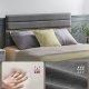 VASAGLE dobbeltseng, sengestel, egnet til en 140 x 200 cm madras, justerbar polstret hovedg�rde, lavet af metal og massivt tr�, moderne, skifergr� RMB504G01