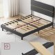 VASAGLE dobbeltseng, sengestel, egnet til en 140 x 200 cm madras, justerbar polstret hovedg�rde, lavet af metal og massivt tr�, moderne, skifergr� RMB504G01