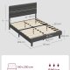 VASAGLE dobbeltseng, sengestel, egnet til en 140 x 200 cm madras, justerbar polstret hovedg�rde, lavet af metal og massivt tr�, moderne, skifergr� RMB504G01