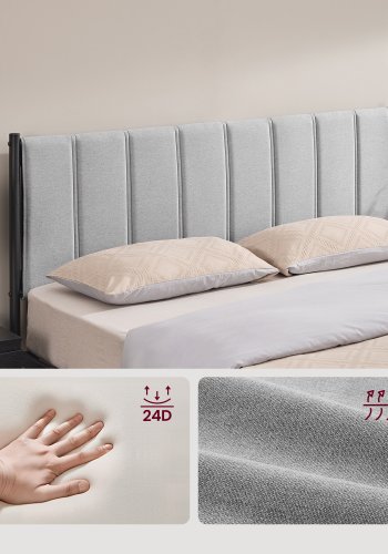 VASAGLE Dobbeltsengramme 160 x 200 cm med polstret hodegavl Sengramme St�llameller T�ler opptil 500 kg Enkel montering RMB975G01