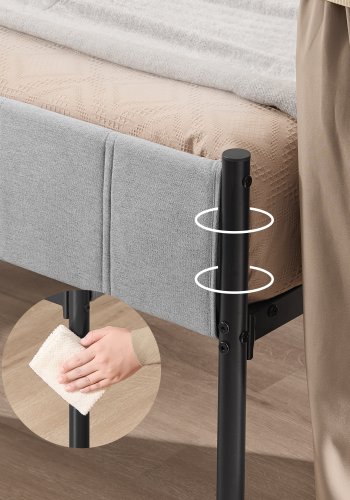 VASAGLE Dobbeltsengramme 160 x 200 cm med polstret hovedg�rde Sengramme St�llameller B�rer op til 500 kg Nem montering RMB975G01