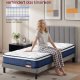 VASAGLE 90 x 200 x 20 cm mellemfast gel memory foam pocket springmadras, H3, 7-zoners st�tte, bev�gelsesisolering, �ndbart betr�k, bl� RMZ212QZ02