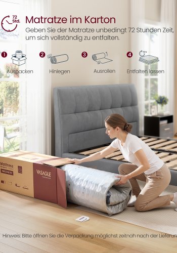 VASAGLE Madras 140 x 200 x 20 cm Pocket Spring Gel Memory Foam Madras Medium Fast H3 7-Zone St�tte Bev�gelse Isolerende �ndbart Betr�k Bl� RMZ214QZ02