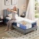 VASAGLE RMZ222QZ02 90 x 200 x 25 cm mellemfast gel memory foam pocket springmadras H3 7-zoners st�tte bev�gelsesisolerende �ndbart betr�k bl�