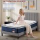 VASAGLE RMZ222QZ02 90 x 200 x 25 cm mellemfast gel memory foam pocket springmadras H3 7-zoners st�tte bev�gelsesisolerende �ndbart betr�k bl�