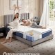 VASAGLE Madras, 140 x 200 x 25 cm, pocketfjedermadras lavet af gel memory foam, medium fasthed, H3, 7-zoners st�tte, bev�gelsesisolering, �ndbart betr�k, bl� RMZ224QZ02