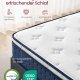 VASAGLE Madras, 140 x 200 x 25 cm, pocketfjedermadras lavet af gel memory foam, medium fasthed, H3, 7-zoners st�tte, bev�gelsesisolering, �ndbart betr�k, bl� RMZ224QZ02