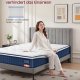 VASAGLE Madras, 140 x 200 x 25 cm, pocketfjedermadras lavet af gel memory foam, medium fasthed, H3, 7-zoners st�tte, bev�gelsesisolering, �ndbart betr�k, bl� RMZ224QZ02