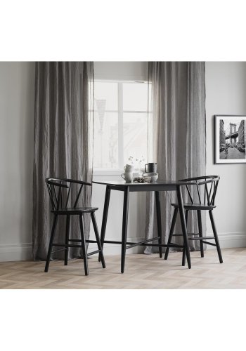 ROWICO Carmen barstol, med rygg, armlen og fotsttte - svart gummitre