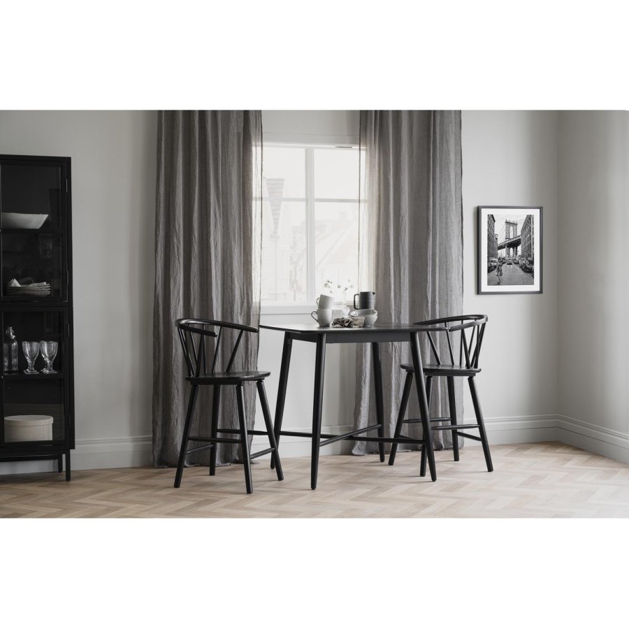 ROWICO Carmen barstol, med rygg, armlen og fotsttte - svart gummitre