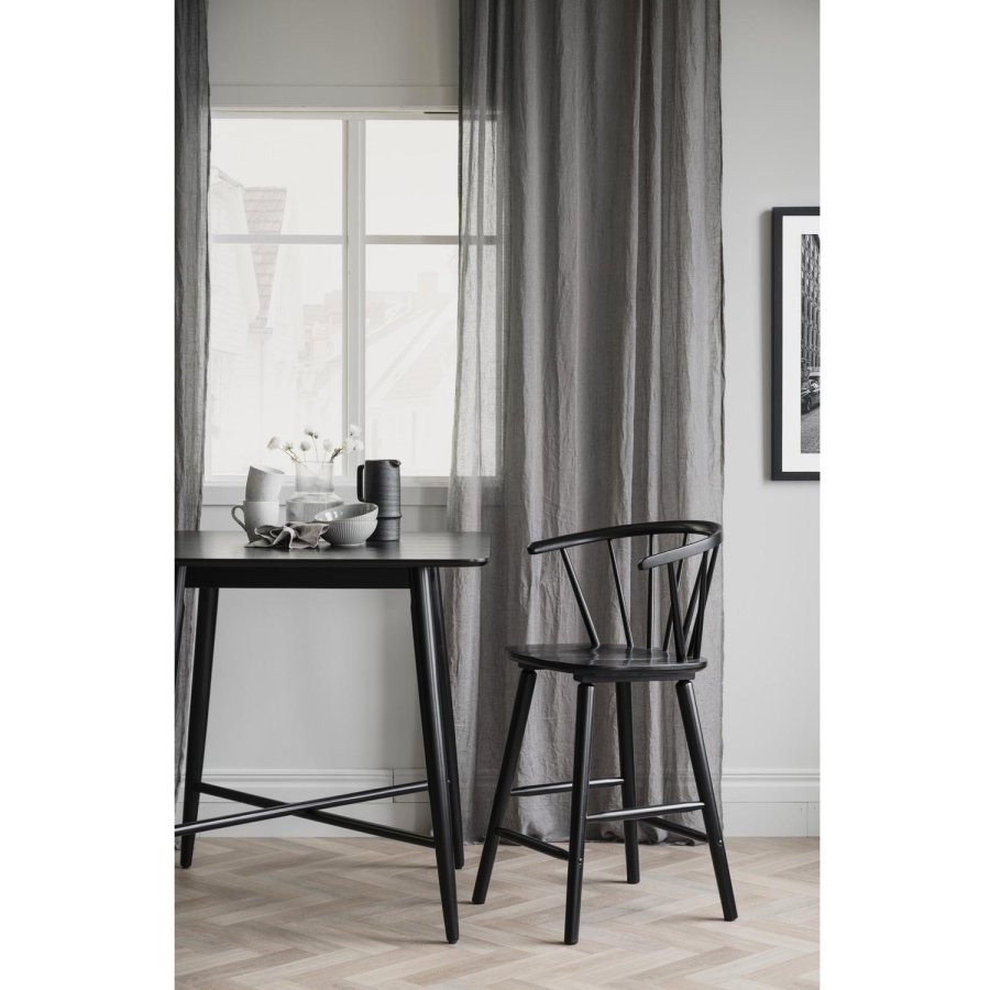 ROWICO Carmen barstol, med rygg, armlen og fotsttte - svart gummitre