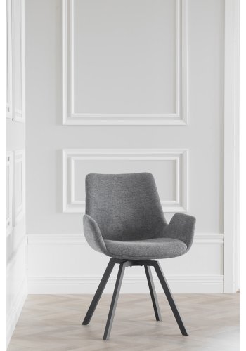 ROWICO Norwell drejestol, m. armln - gr stof og sort metal